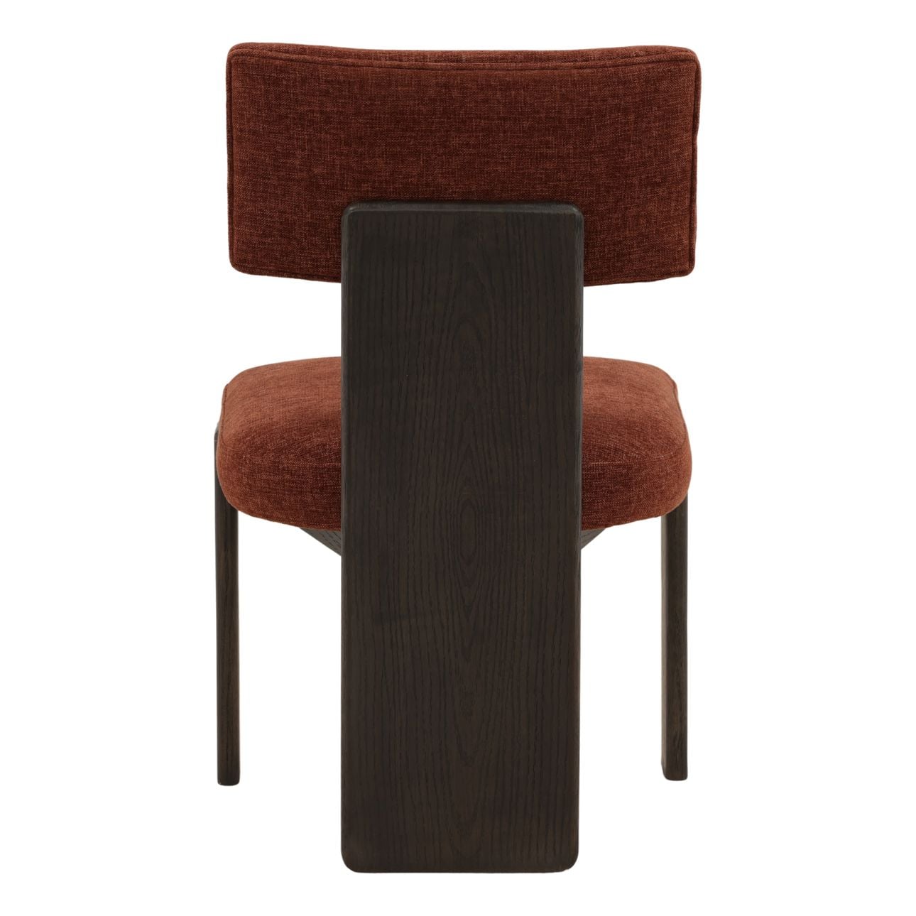 Rust and Dark Brown Basketweave Tweed Fabric and Rubber Wood Chair 20.5 in Wide