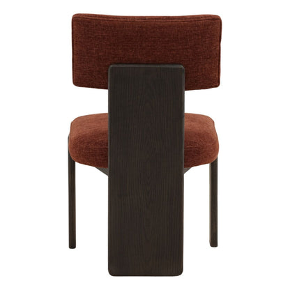 Rust and Dark Brown Basketweave Tweed Fabric and Rubber Wood Chair 20.5 in Wide