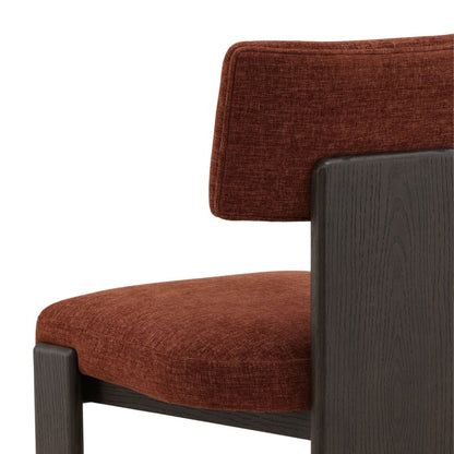 Rust and Dark Brown Basketweave Tweed Fabric and Rubber Wood Chair 20.5 in Wide