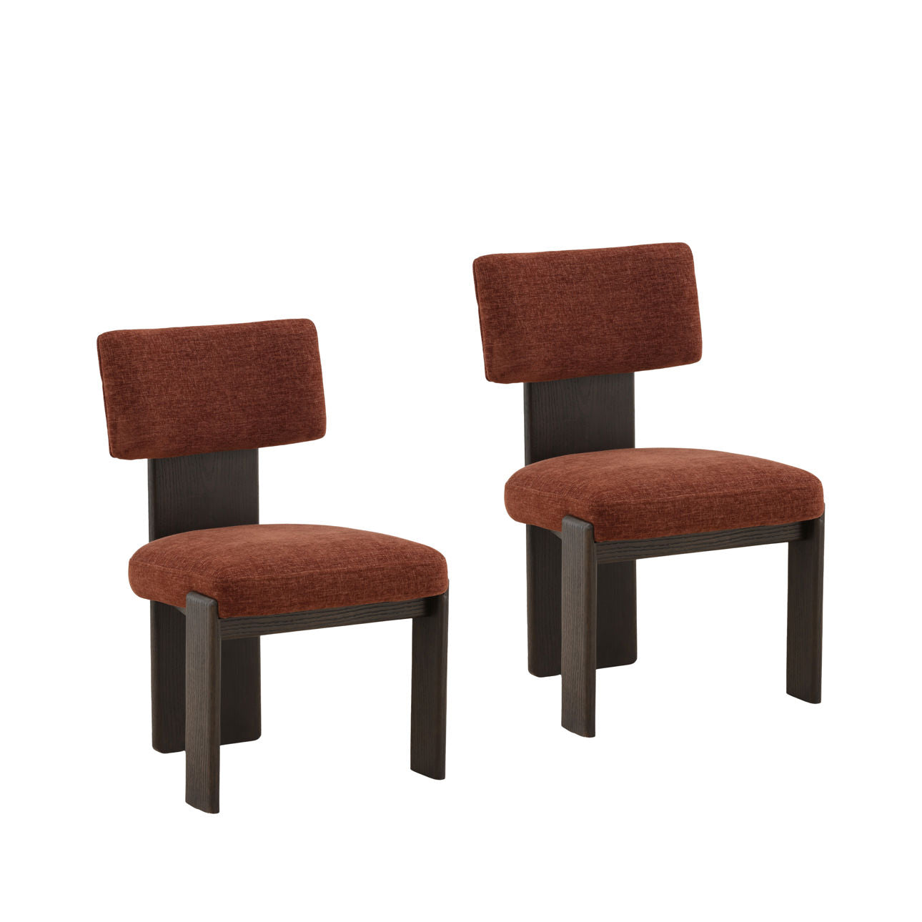 Rust and Dark Brown Basketweave Tweed Fabric and Rubber Wood Chair 20.5 in Wide