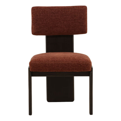 Rust and Dark Brown Basketweave Tweed Fabric and Rubber Wood Chair 20.5 in Wide