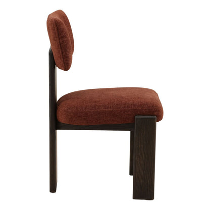 Rust and Dark Brown Basketweave Tweed Fabric and Rubber Wood Chair 20.5 in Wide