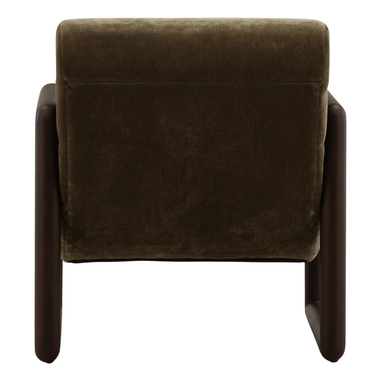 Moss Olive Velvet Fabric and Elm Wood Chair 28.5 in Wide