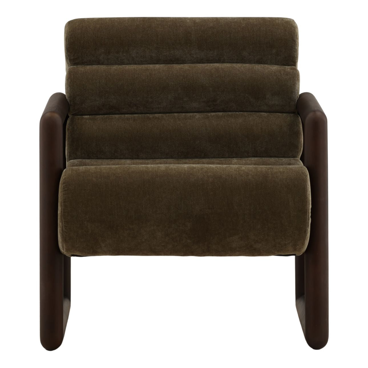 Moss Olive Velvet Fabric and Elm Wood Chair 28.5 in Wide