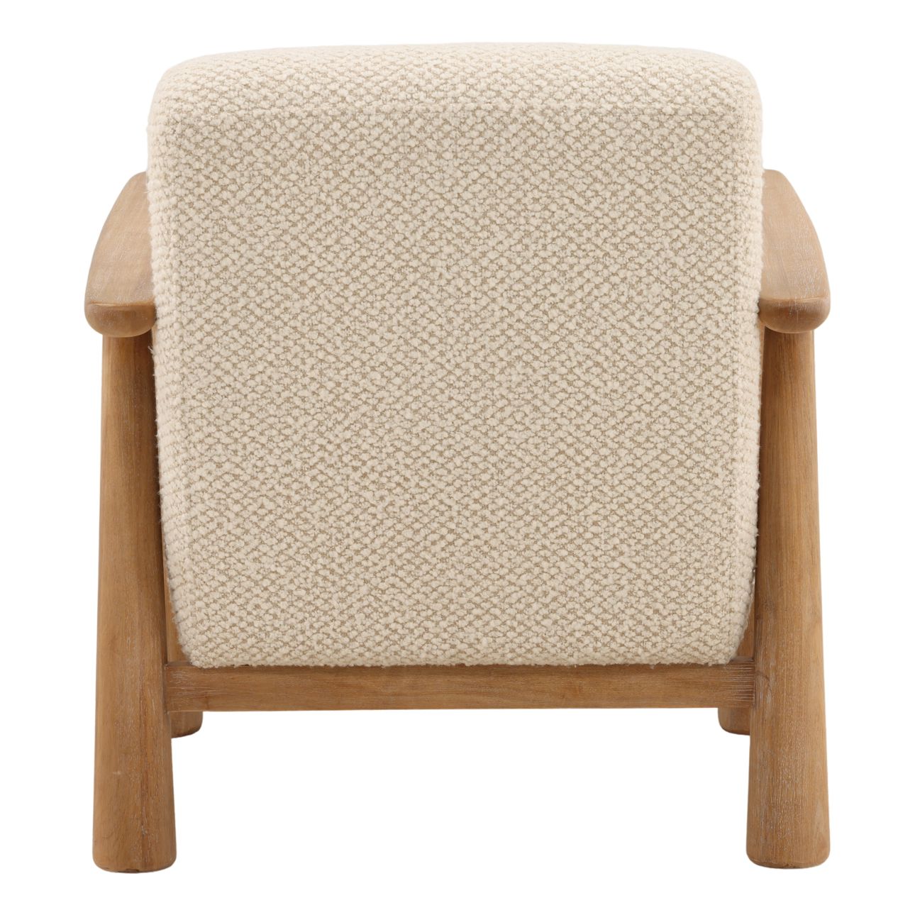 Cream and Light Natural Boucle Fabric and Rubber Wood Chair 28 in Wide