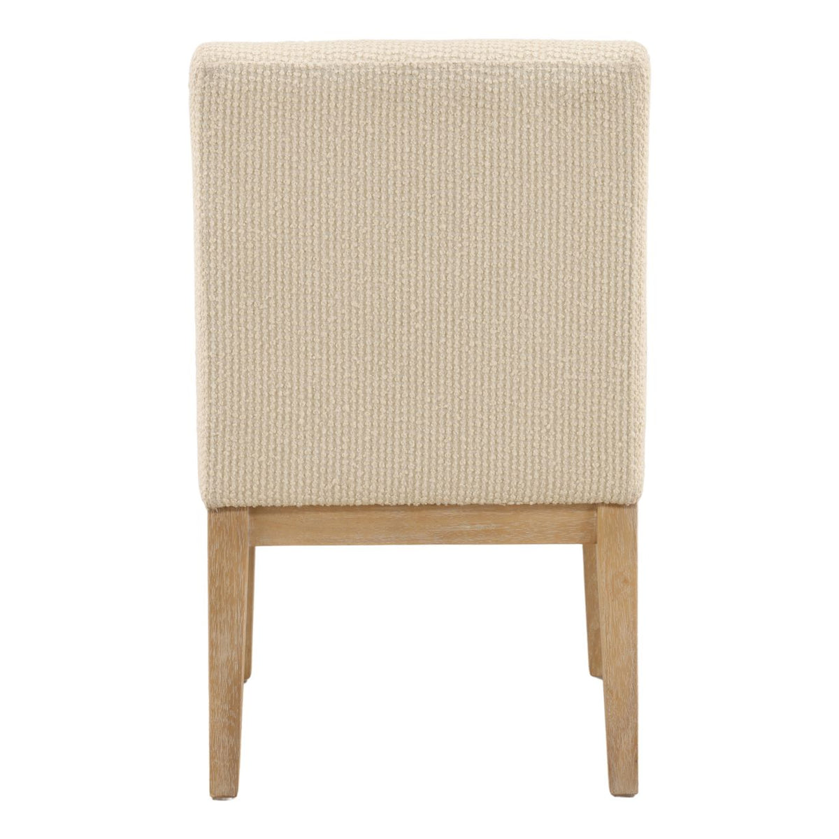 Crafted Ribbed Boucle Fabric and Rubber Wood Dining Chair