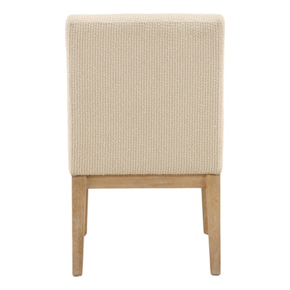 Crafted Ribbed Boucle Fabric and Rubber Wood Dining Chair