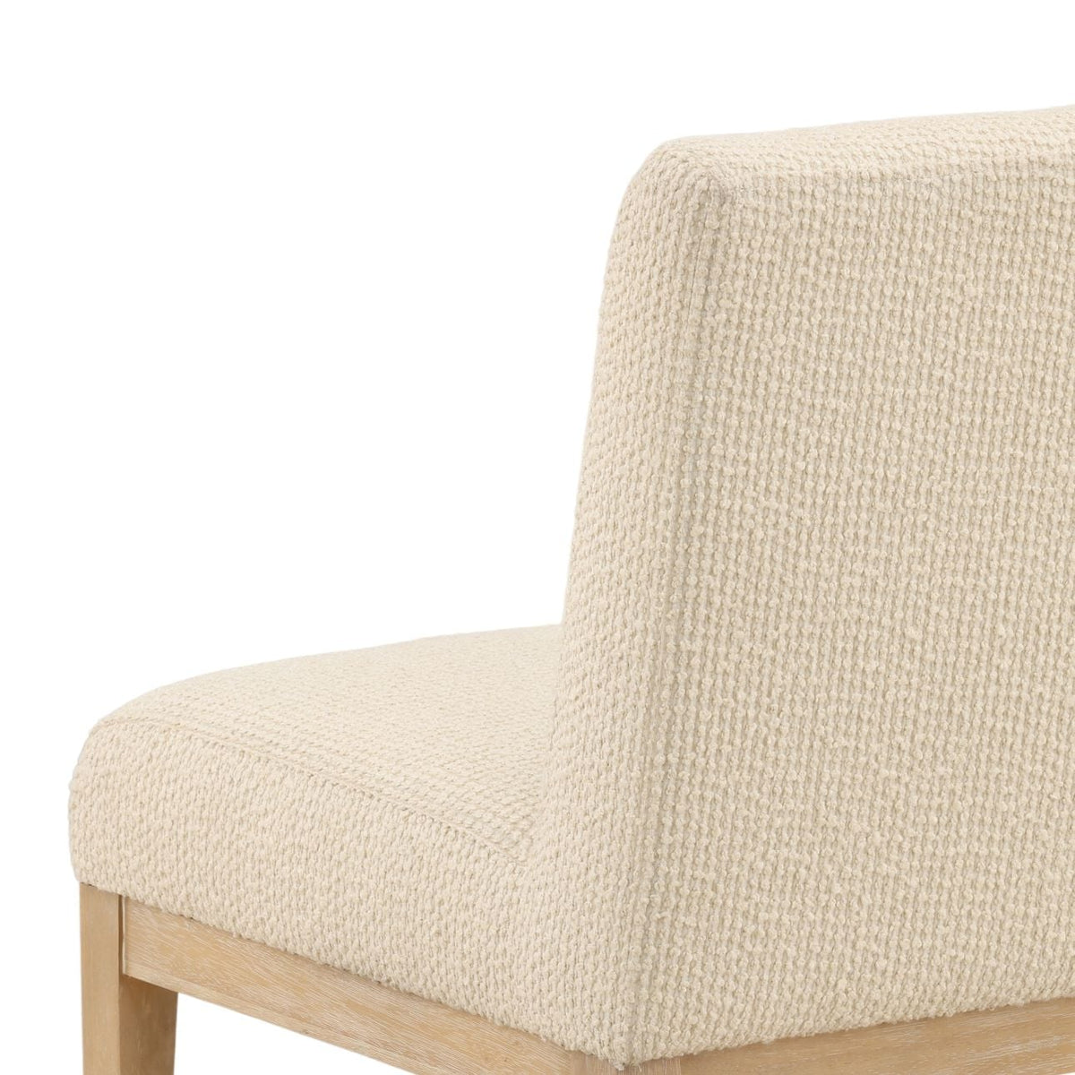 Crafted Ribbed Boucle Fabric and Rubber Wood Dining Chair