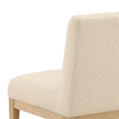 Crafted Ribbed Boucle Fabric and Rubber Wood Dining Chair