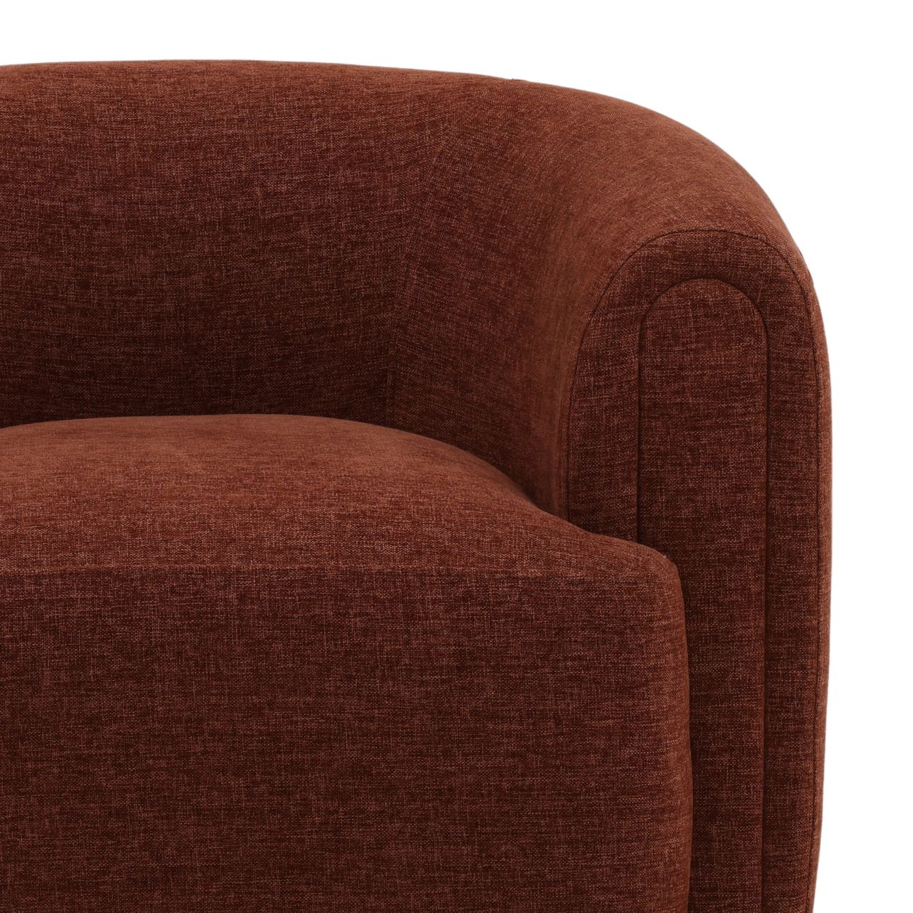 Rust Basketweave Tweed Fabric Chair 40.5 in Wide