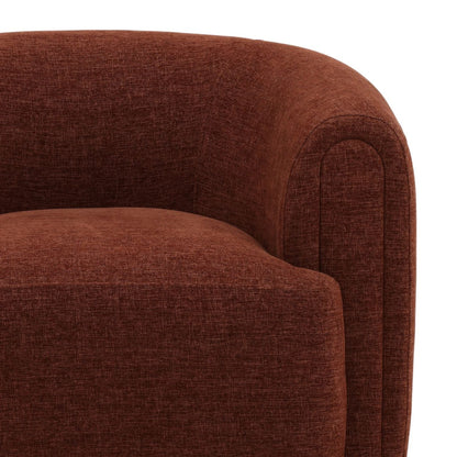 Rust Basketweave Tweed Fabric Chair 40.5 in Wide