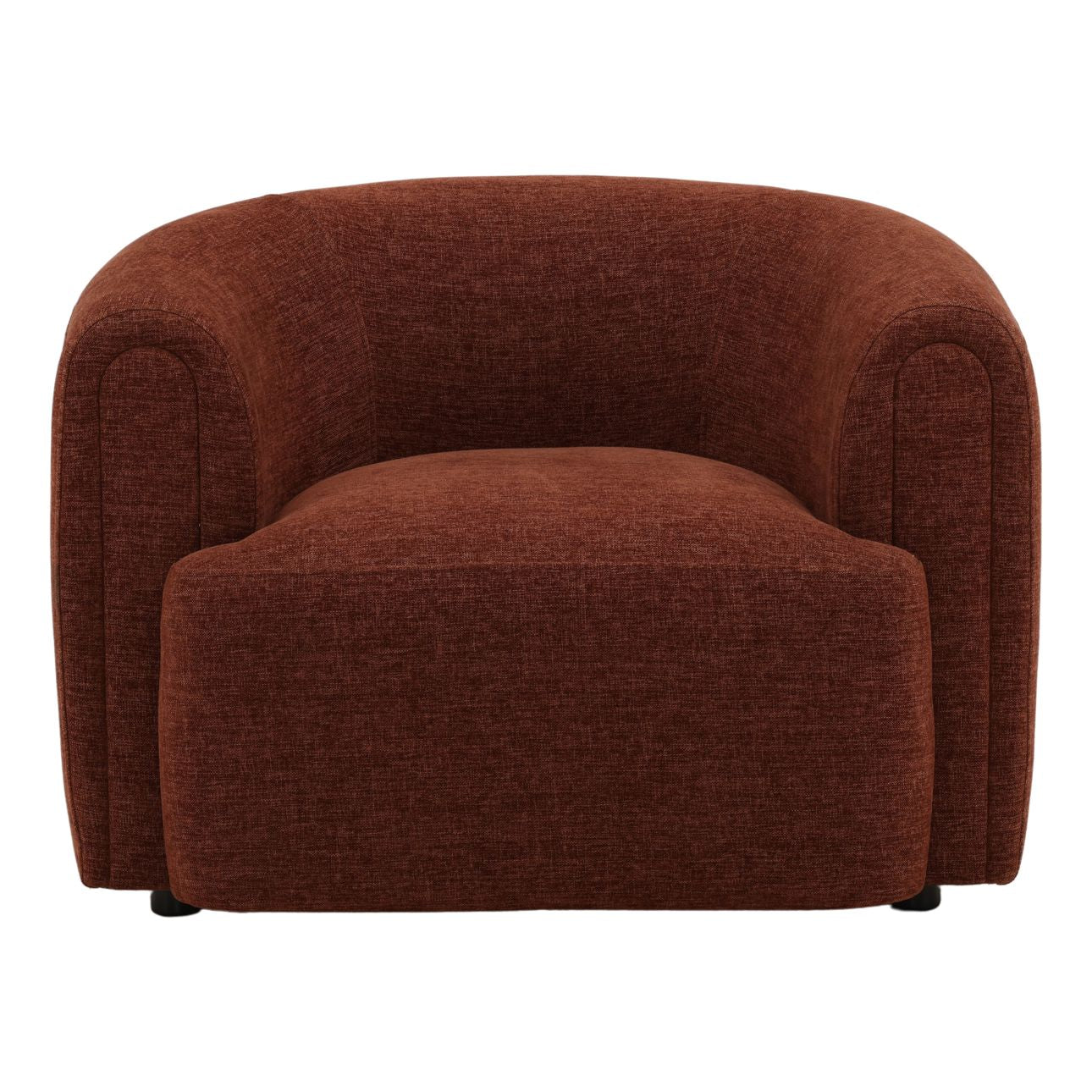 Rust Basketweave Tweed Fabric Chair 40.5 in Wide