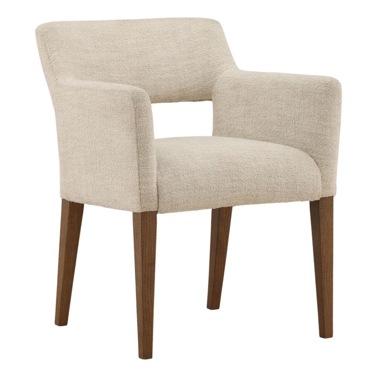Refined Boucle Fabric and Wood Dining Chair