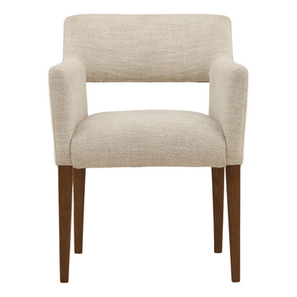Refined Boucle Fabric and Wood Dining Chair