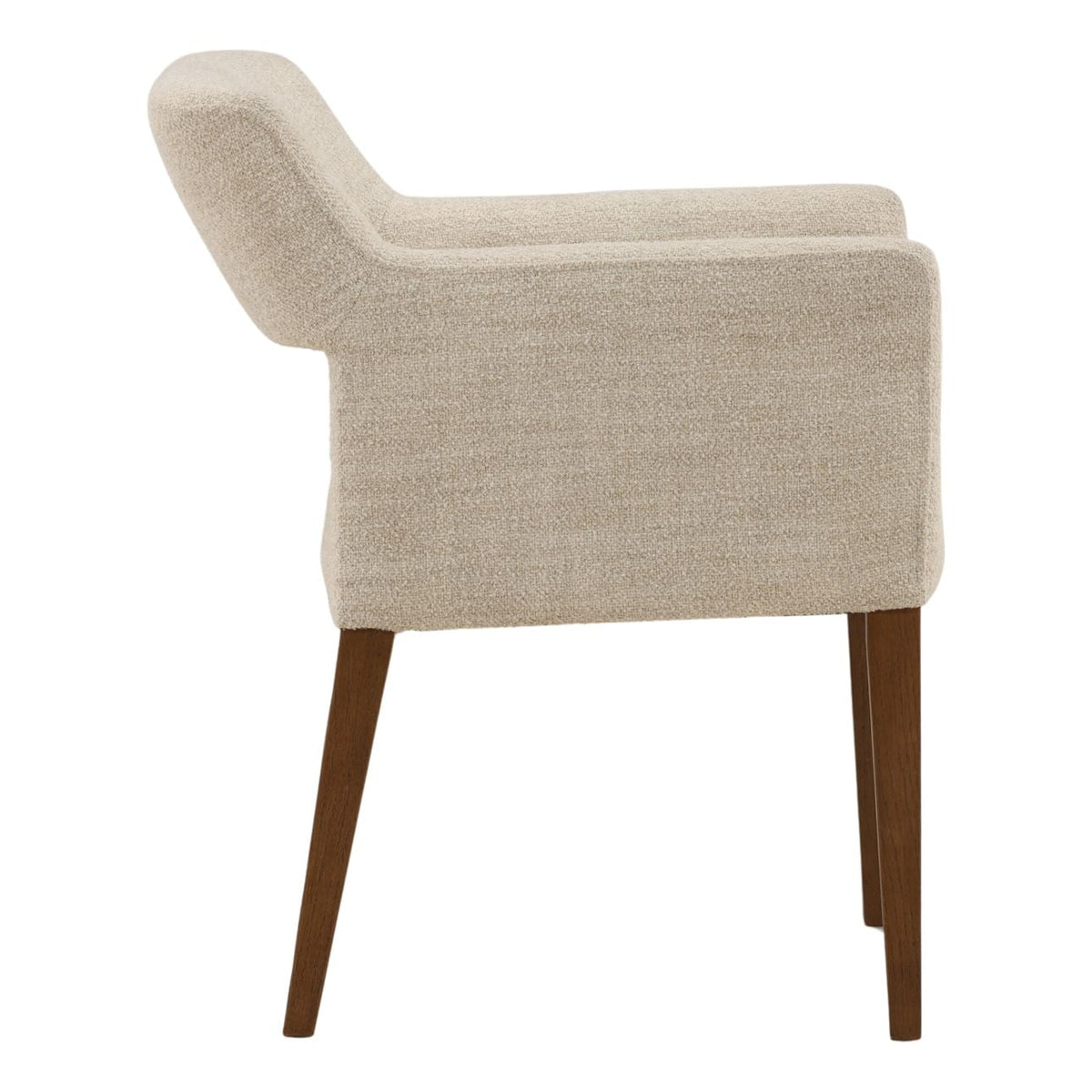 Refined Boucle Fabric and Wood Dining Chair