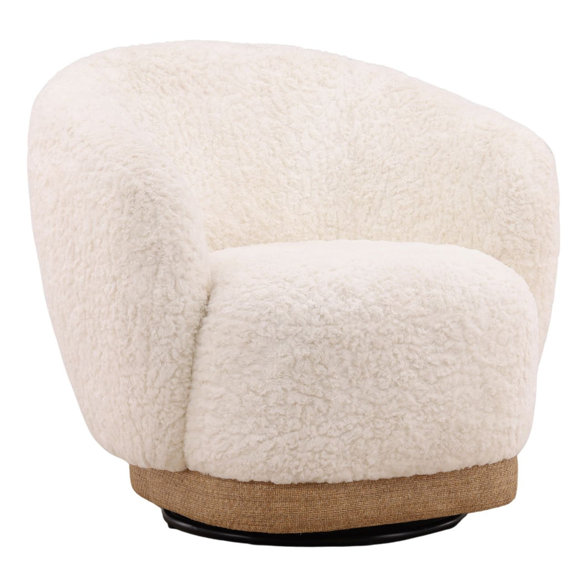 Crafted Sherpa Fabric and Cane Home Accent