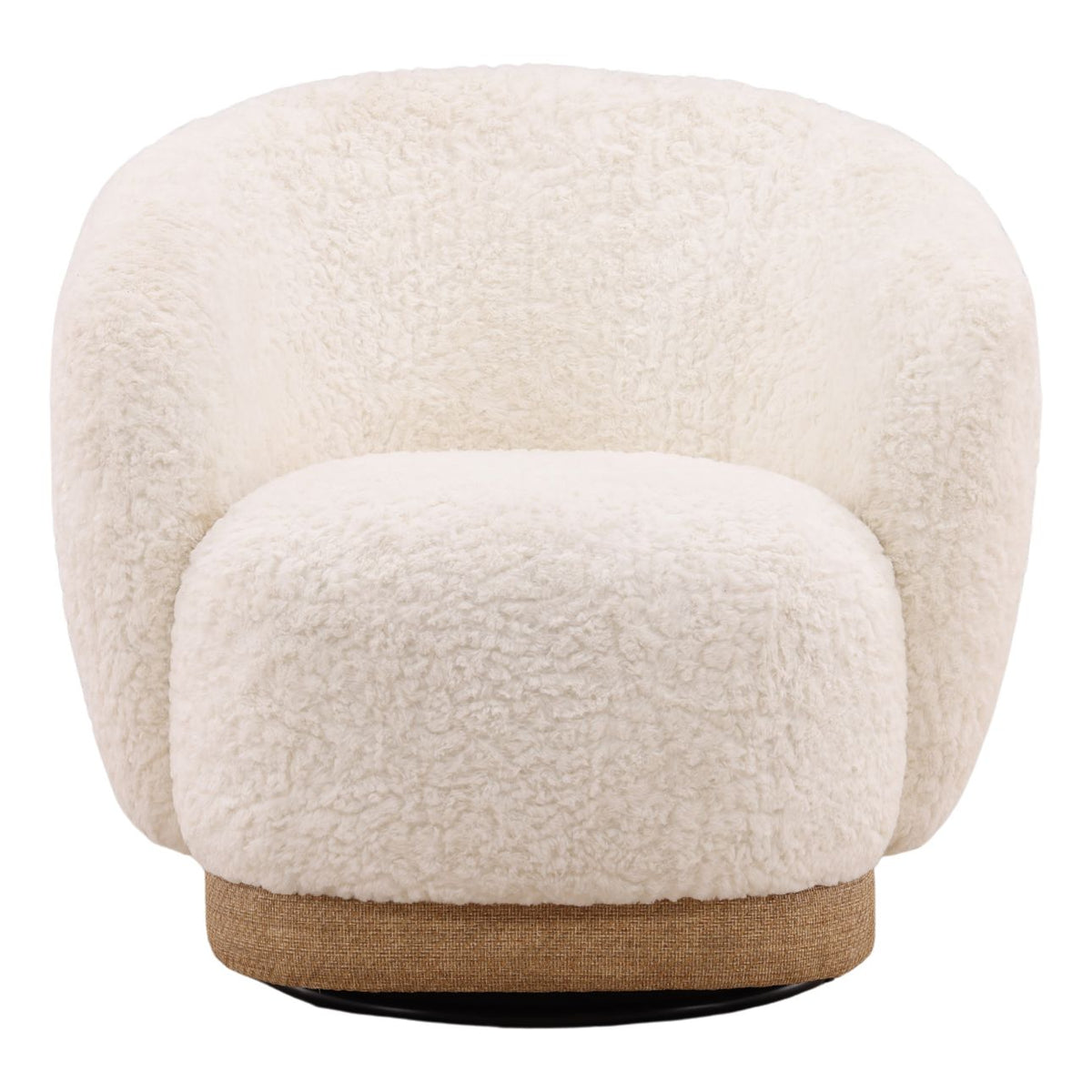 Crafted Sherpa Fabric and Cane Home Accent