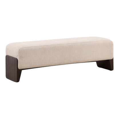 Heritage Checkered Chenille Fabric and Rubber Wood Bench