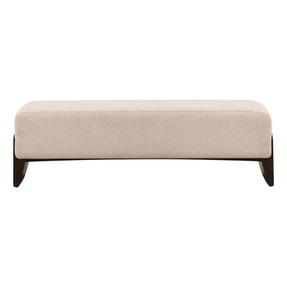 Heritage Checkered Chenille Fabric and Rubber Wood Bench