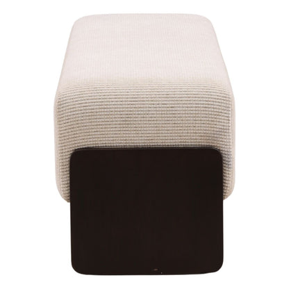 Heritage Checkered Chenille Fabric and Rubber Wood Bench