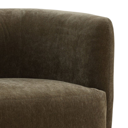 Moss Olive Velvet Fabric Chair 33 in Wide
