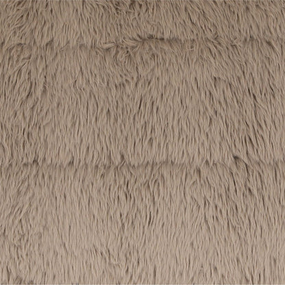 Grey and Dark Brown Faux Fur Fabric and Rubber Wood Chair 29.5 in Wide