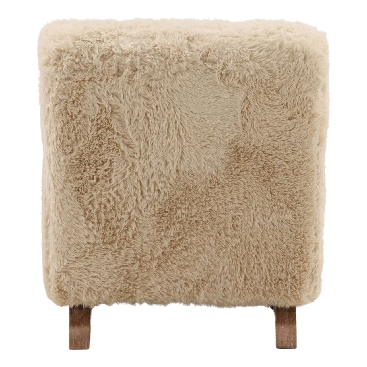 Sand and Light Natural Faux Fur Fabric and Rubber Wood Chair 24.5 in Wide
