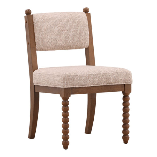 Modern Textured Chenille Fabric and Rubber Wood Dining Chair