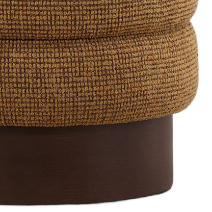 Crafted Textured Chenille Fabric and Veneer Wood Home Accent