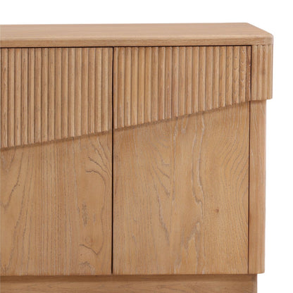 Light Natural Oak Wood Sideboard 97 in Wide
