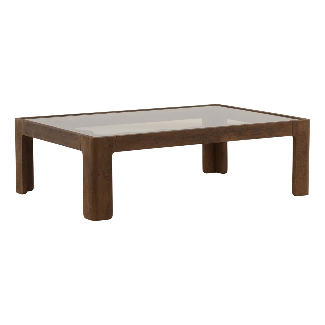Brown Mango Wood and Glass Table 52 in Wide