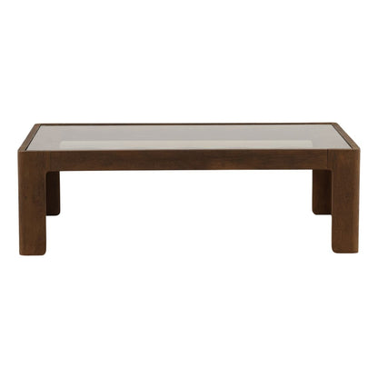 Brown Mango Wood and Glass Table 52 in Wide