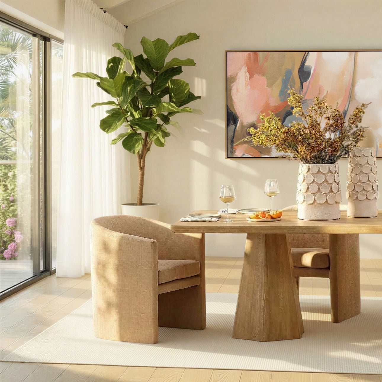 Light Natural Mango Wood Table 105 in Wide