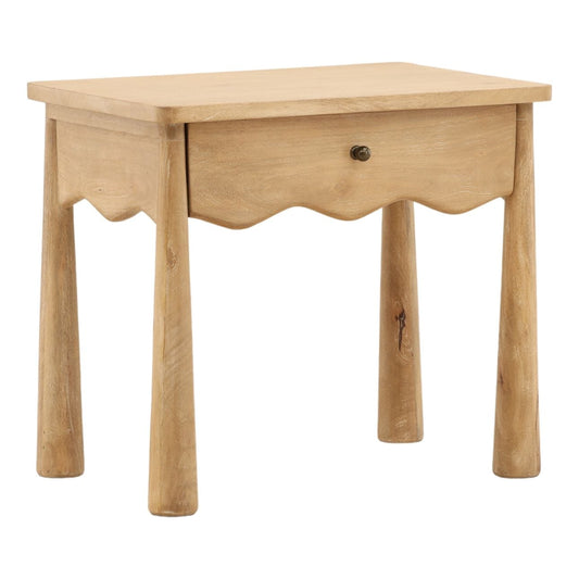 Light Natural Mango Wood Nightstand 27 in Wide