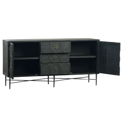 Elevated Reclaimed Pine Wood and Iron Base Cabinet