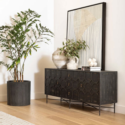 Elevated Reclaimed Pine Wood and Iron Base Cabinet