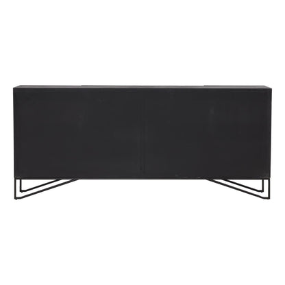 Antique Black Finish Reclaimed Pine Wood and Iron Base Sideboard 84 in Wide