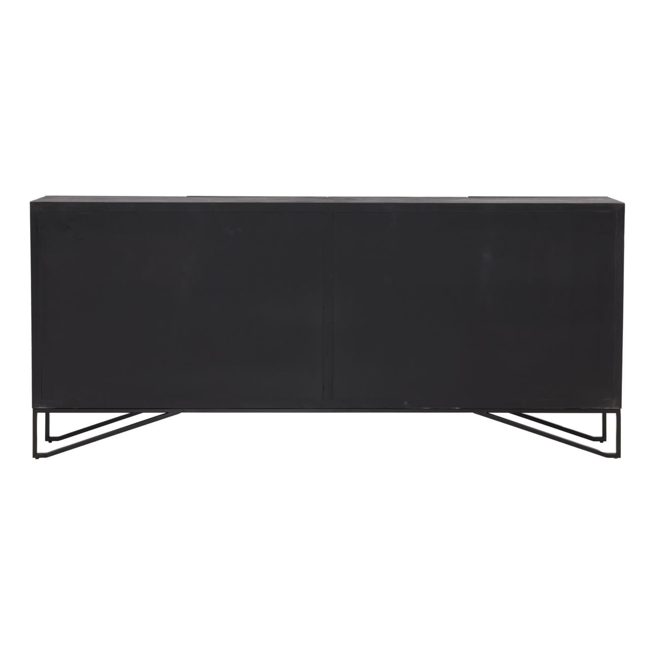 Antique Black Finish Reclaimed Pine Wood and Iron Base Sideboard 84 in Wide
