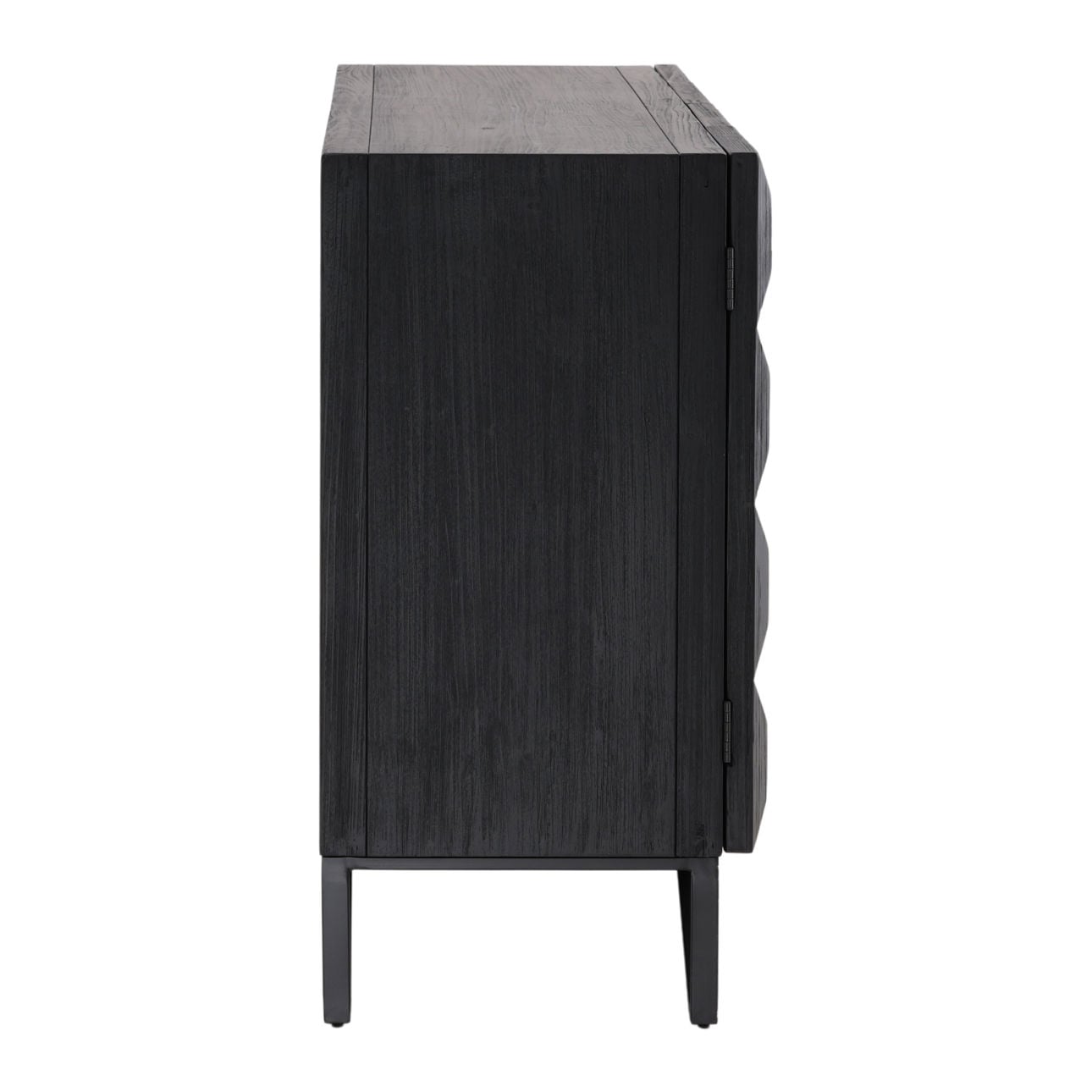 Antique Black Finish Reclaimed Pine Wood and Iron Base Sideboard 84 in Wide