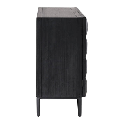 Antique Black Finish Reclaimed Pine Wood and Iron Base Sideboard 84 in Wide