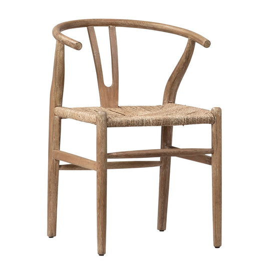Natural Finish Oak Wood Frame with Seagrass Seat Chair 22 in Wide