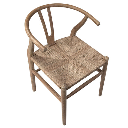 Natural Finish Oak Wood Frame with Seagrass Seat Chair 22 in Wide