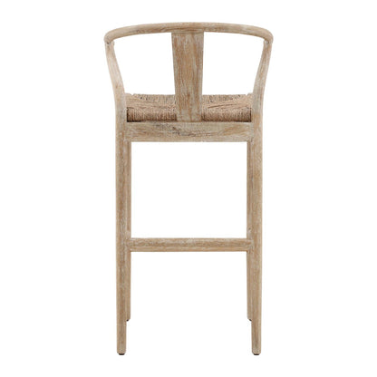 Natural Finish Oak Wood Frame with Seagrass Seat Barstool 21 in Wide