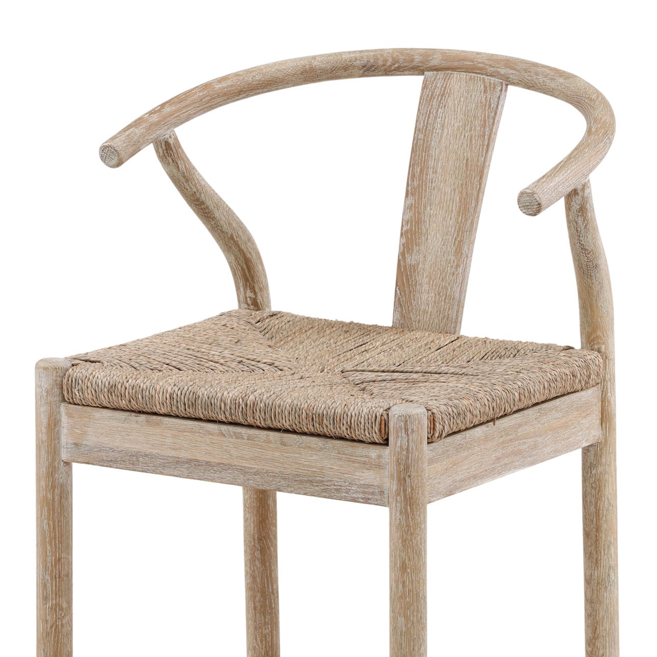 Natural Finish Oak Wood Frame with Seagrass Seat Barstool 21 in Wide