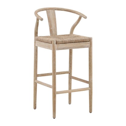 Natural Finish Oak Wood Frame with Seagrass Seat Barstool 21 in Wide