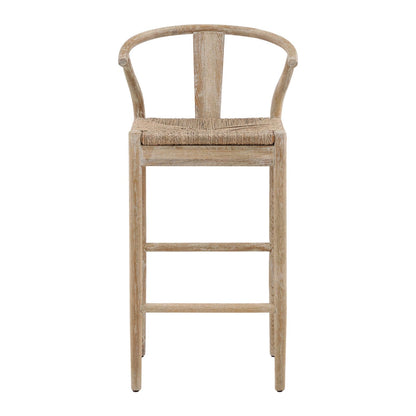 Natural Finish Oak Wood Frame with Seagrass Seat Barstool 21 in Wide