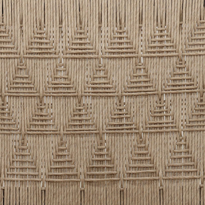 Sand and Black Synthetic Wicker and Teak Wood Chair 21 in Wide