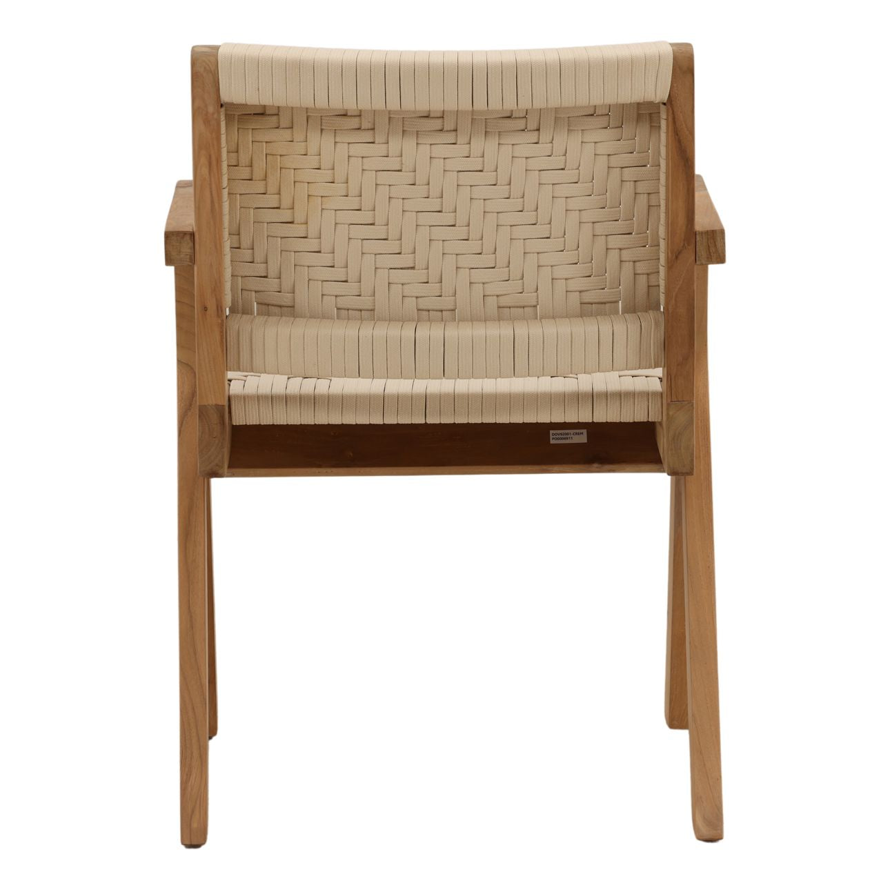 Cream and Natural Outdoor Flat Rope and Teak Wood Chair 23 in Wide