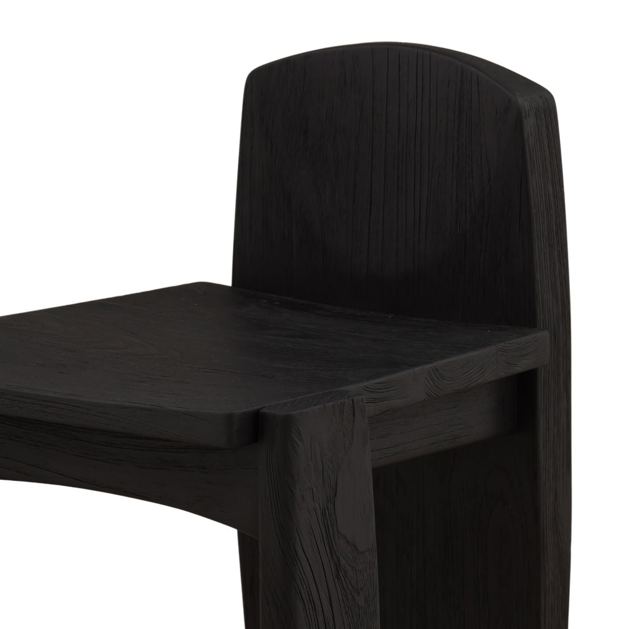 Black Teak Wood Stool 18 in Wide