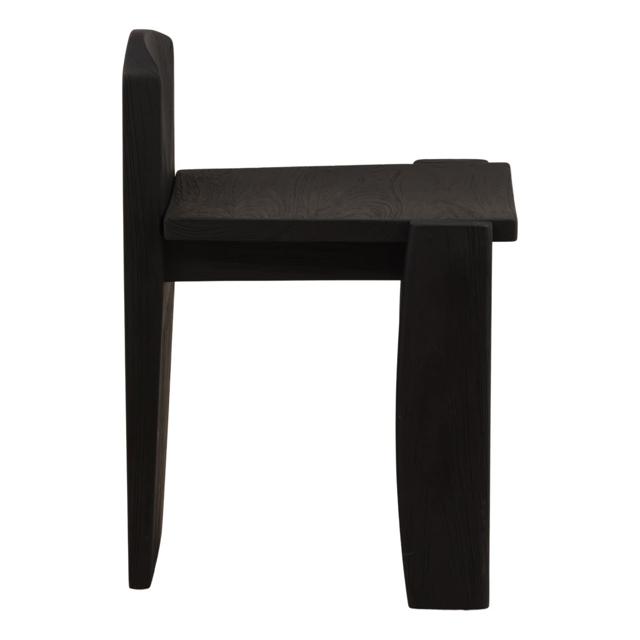 Black Teak Wood Stool 18 in Wide